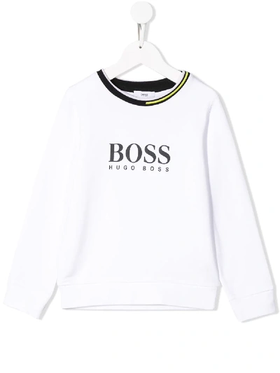 Hugo Boss Kids' Logo Print Sweatshirt In White