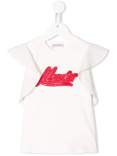 Moncler Kids' Logo T-shirt In White