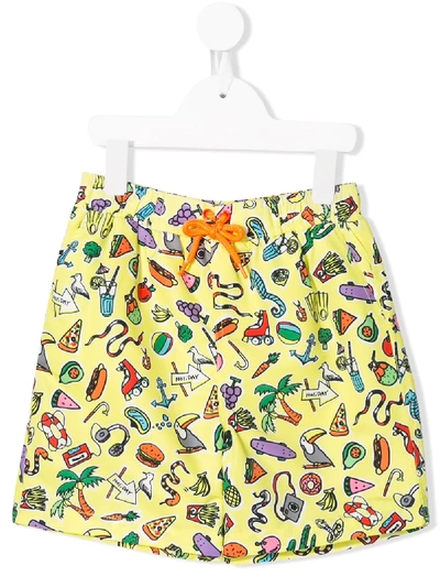 Stella Mccartney Kids' Cartoon Pattern Shorts In Yellow