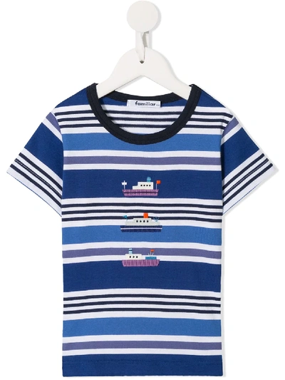 Familiar Kids' Ship Printed T-shirt In Blue