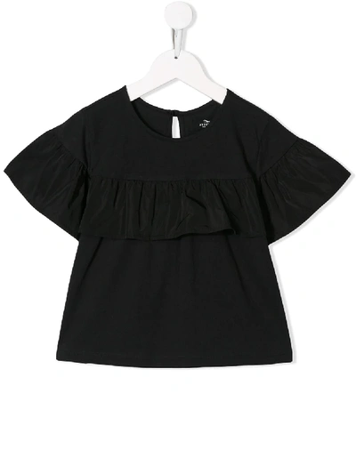 Andorine Kids' 荷叶边饰t恤 In Black