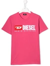 Diesel Teen Logo Print T-shirt In Pink