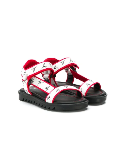 Giuseppe Junior Kids' Logo Strappy Sandals In White