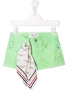 Alberta Ferretti Kids' Scarf Detail Shorts In Green