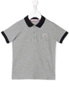 Moncler Kids' Contrast Trim Polo Shirt In Grey