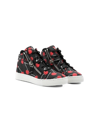 Giuseppe Junior Kids' Cherry Print Trainers In Ciliegia