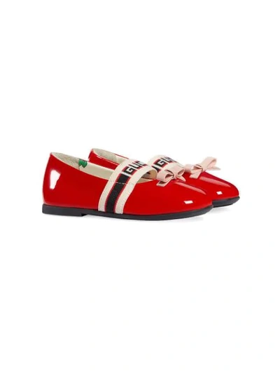 Gucci Kids' Mimi Logo Strap Mary Jane In Red/ Blue