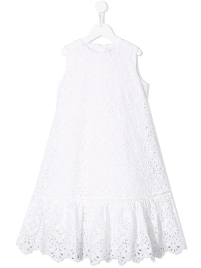 Alberta Ferretti Kids' 刺绣礼服 In White