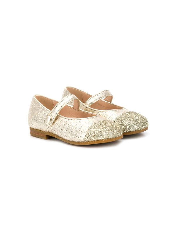 Baby Dior Kids' Glitter-toe Ballerina Shoes In Gold | ModeSens