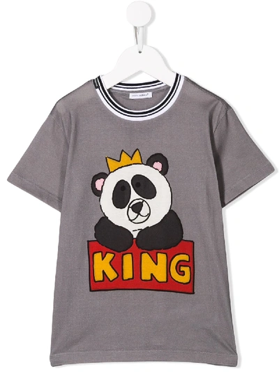 Dolce & Gabbana Kids' King Panda T-shirt In Grey