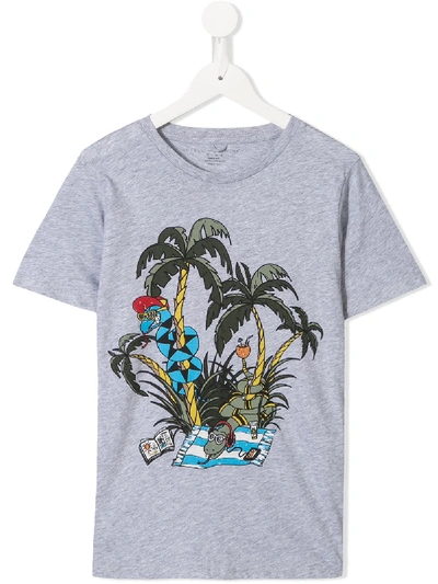 Stella Mccartney Kids' Vacation Print Shirt In Grey