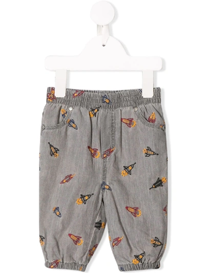 Stella Mccartney Babies' Embroidered Rocketship Trousers In Grey