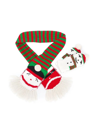 Stella Mccartney Kids' Christmas Scarf And Gloves Set In Red