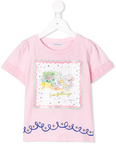 Simonetta Kids' Fun Holiday Printed T-shirt In Pink