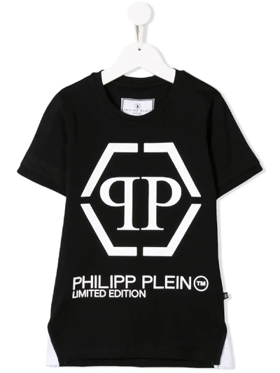 Philipp Plein Junior Kids' Limited Edition Logo Print T-shirt In Black