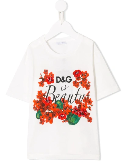 Dolce & Gabbana Kids' 'd&g Is Beauty' T-shirt In White