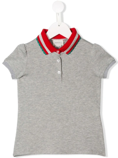 Gucci Kids' Guccy Print Polo Shirt In Grey