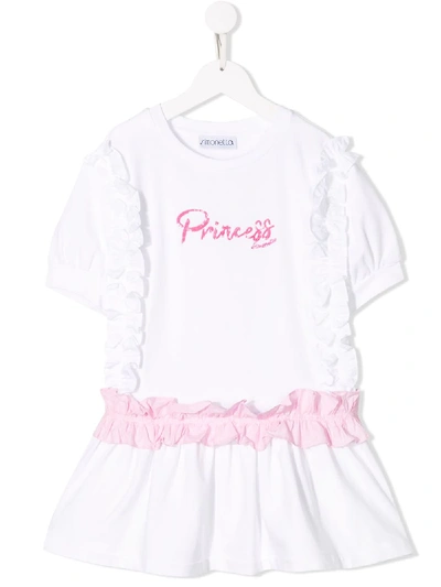 Simonetta Kids' Frilled Princess Dress In White