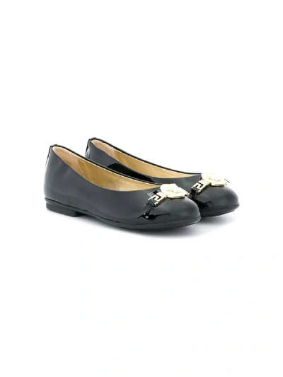 Young Versace Kids' Patent Slip-on Shoes In Black