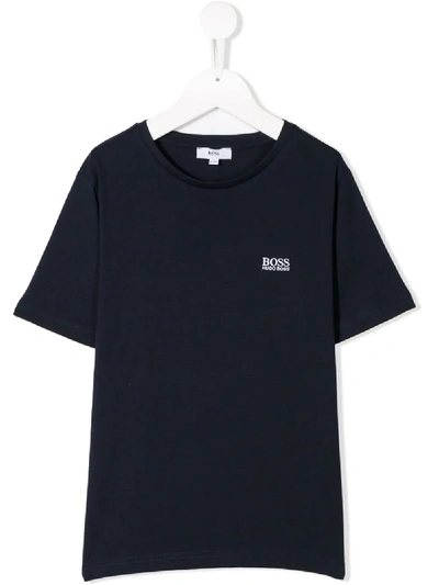 Hugo Boss Kids' Logo T-shirt In Blue