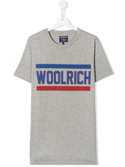 Woolrich Kids' Logo T-shirt In Grey