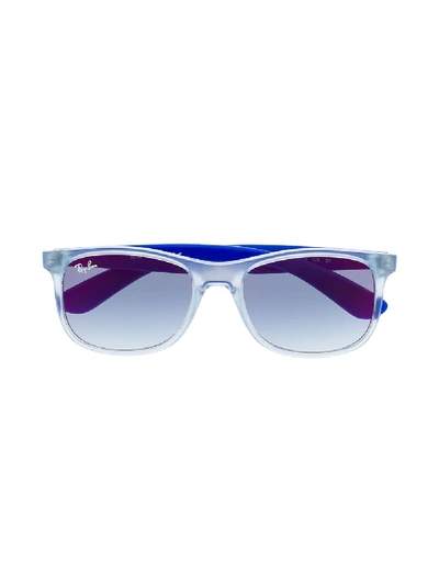 Ray-ban Junior Kids' Rectangular Frame Sunglasses In Blue