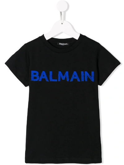 Balmain Kids' Logo印花t恤 In Black