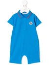 Moncler Babies' Polo Collar Romper In Blue