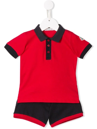 Moncler Babies' Polo-shirt Shorties Set In Red