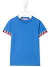 Moncler Kids' Contrast Logo Cuffs T-shirt In Blue