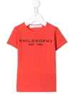 Philosophy Di Lorenzo Serafini Kids' Logo Printed T-shirt In Orange