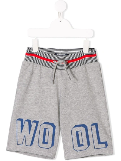 Woolrich Kids' Logo Drawstring Shorts In Grey