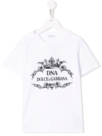 Dolce & Gabbana Kids' Dna Logo Crown T-shirt In White