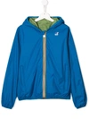 K-way Teen Reversible Hooded Jacket In Blue