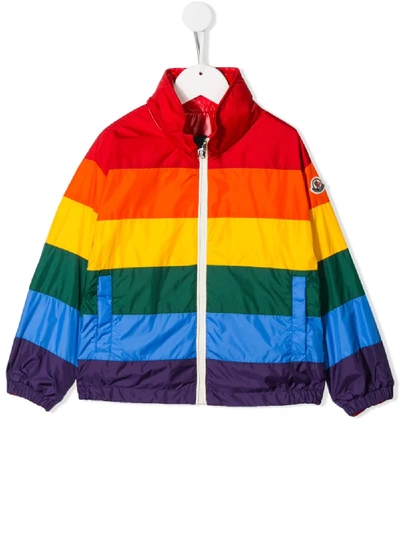 Moncler Kids' Rainbow Rain Jacket In Red