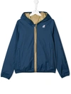 K-way Kids' Hooded Logo Jacket In Blue