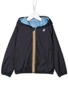K-way Kids' Hooded Logo Jacket In Blue