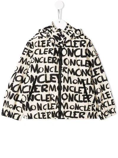 Moncler Kids' Logo Printed Raincoat In Multi