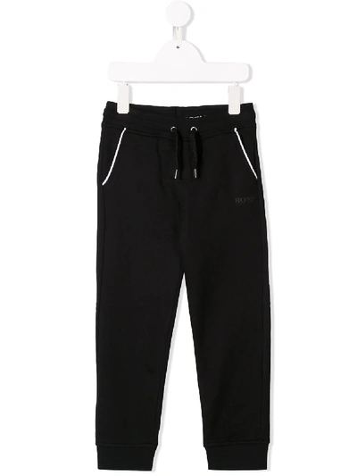 Hugo Boss Kids' Tapered Logo Jogging Bottoms In Black