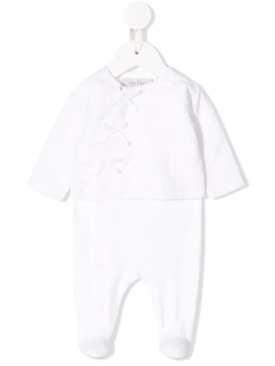 Baby Dior Embroidered Pyjama Babygrow In White