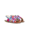 Pèpè Kids' Floral Crossover Slip-on Sandals In Blue