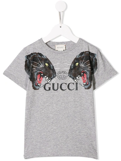 Gucci Kids' Trouserher Logo Print T-shirt In Grey