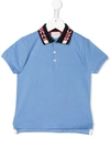 Gucci Kids' Logo Print Polo Shirt In Blue