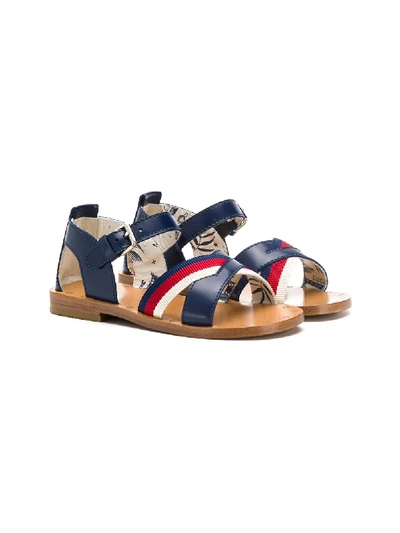 Gucci Kids' Web Logo Sandals In Blue
