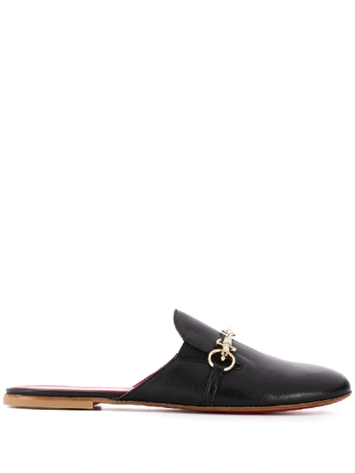 Cesare Paciotti Teen Round Toe Slippers In Black