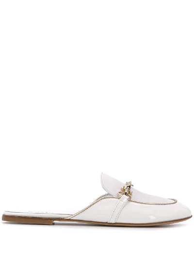 Cesare Paciotti Teen Round Toe Slippers In White