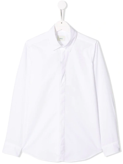 Fendi Kids' Classic Long-sleeved Shirt In White