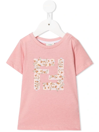 Fendi Babies' Floral Logo T-shirt In Pink