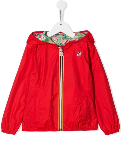 K-way Kids' Reversible Rain Jacket In Red