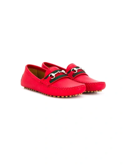 Gucci Kids' Jordaan乐福鞋 In Red